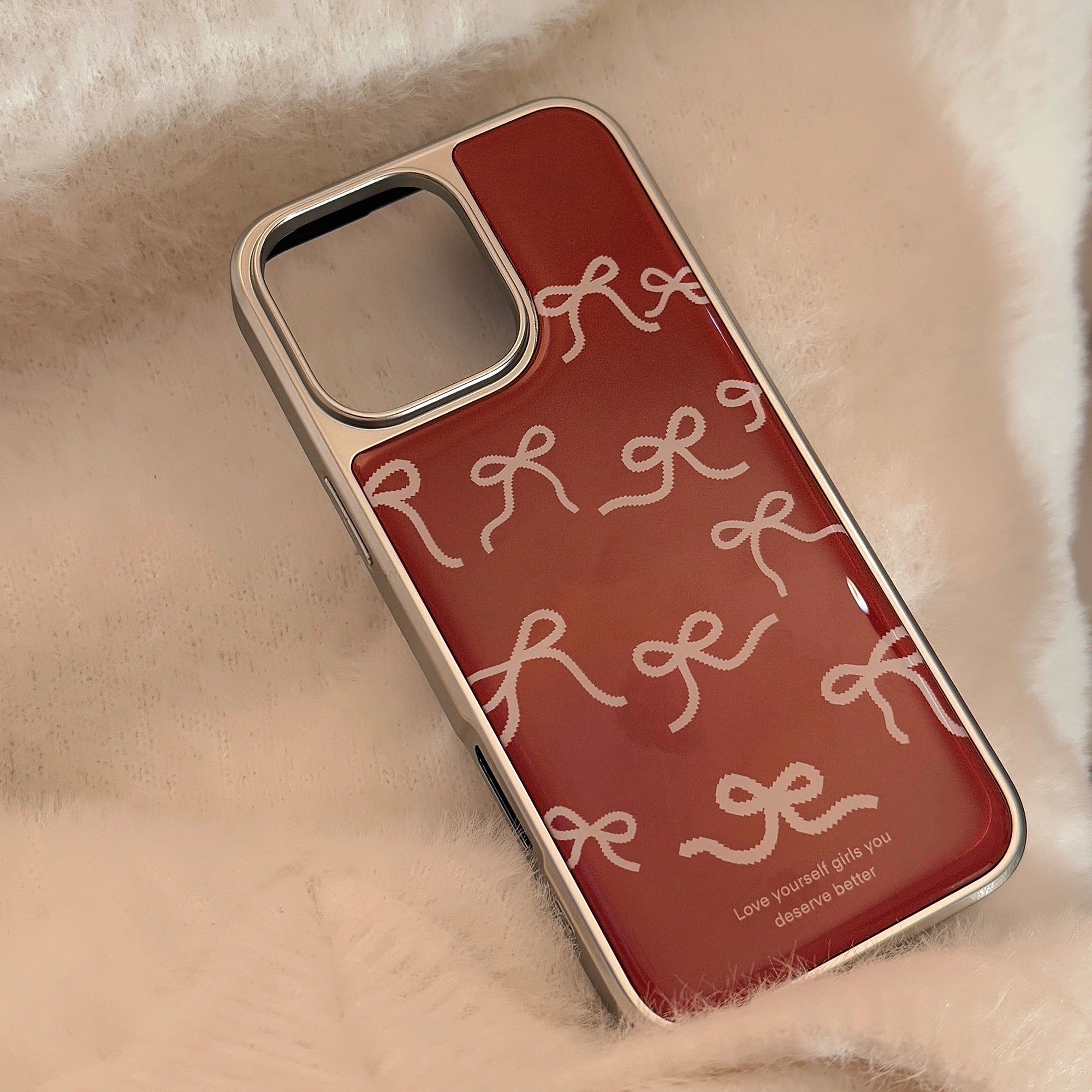 Wine & White Ribbon - iPhone Case